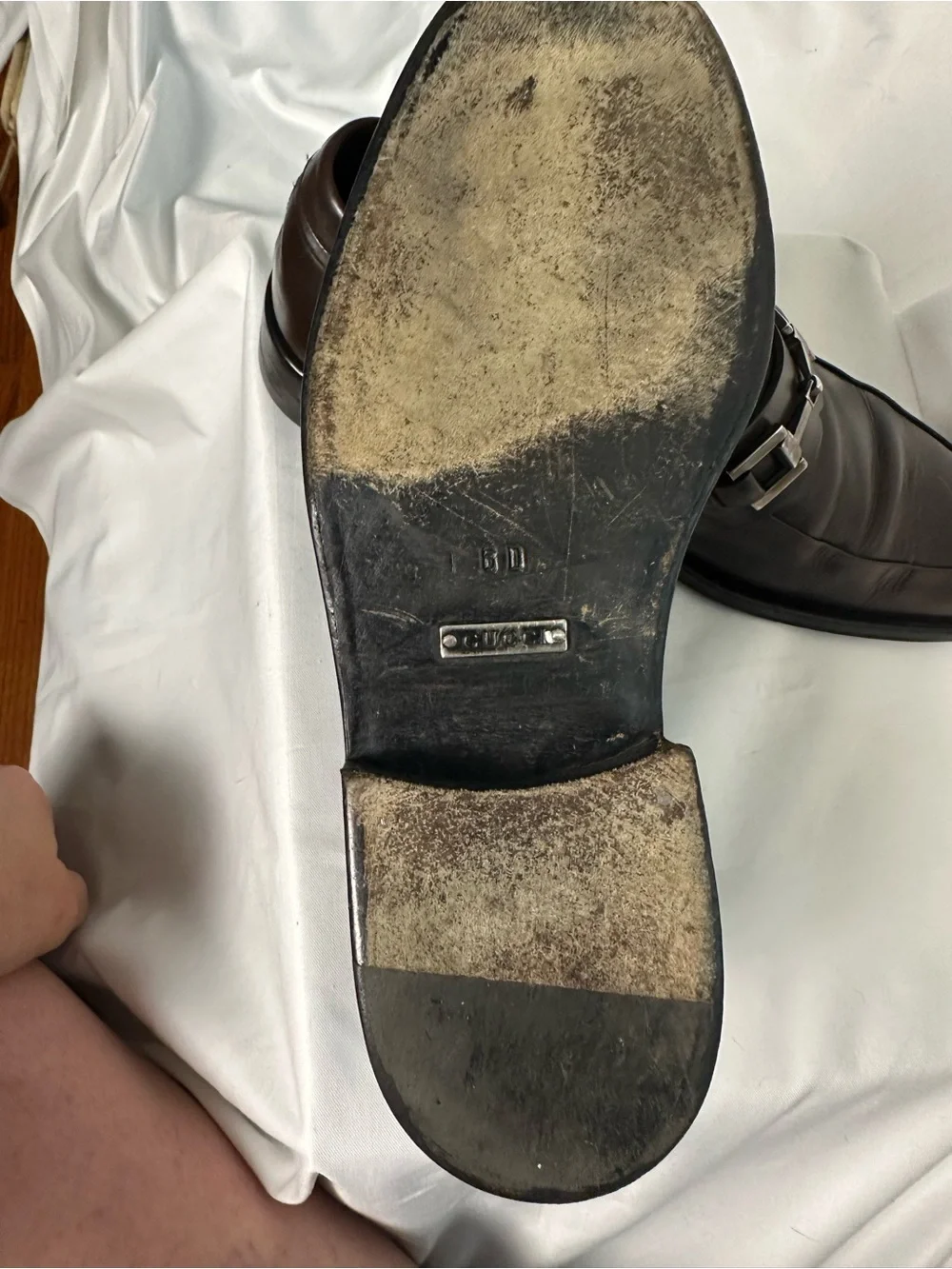 Gucci Men’s Brown Leather Horsebit Loafers Slip On Dress Shoes 6D size Made